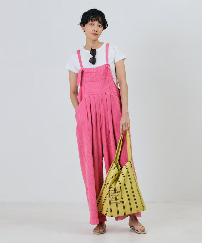 India double gauze flare salopette - Pink