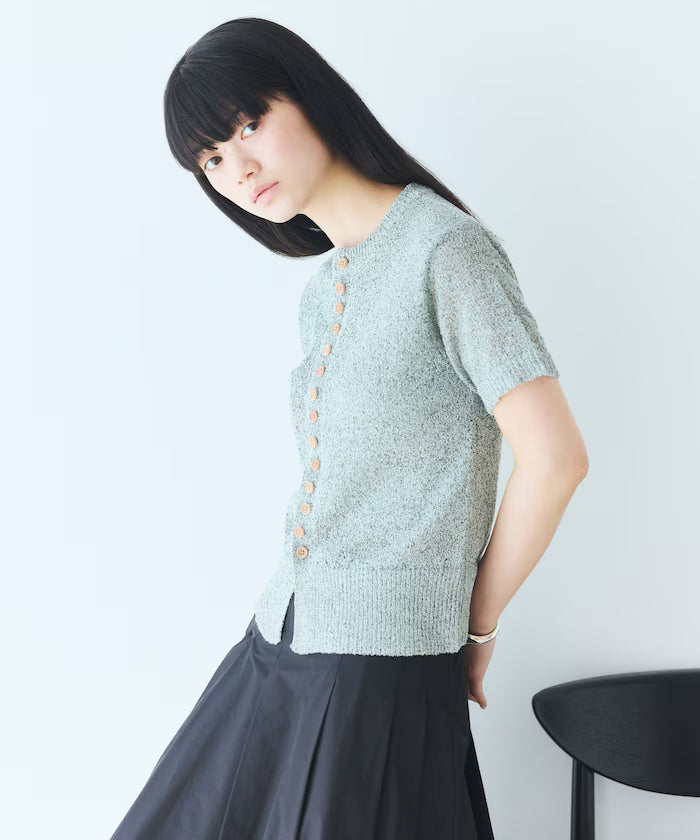 Wood Button Boucle Cardigan