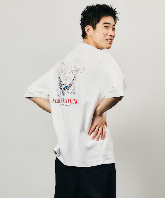 Limited Edition Relaxed Fit Back Print Crew Neck T-Shirt FOREST BATHING MAN TEE