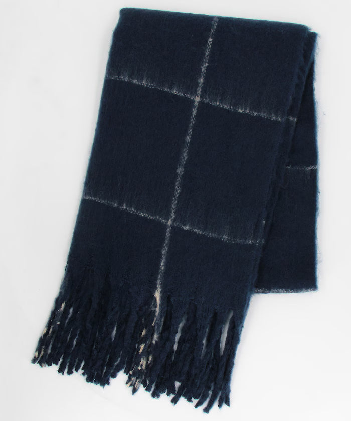 Window Pen Check Pattern Volume Scarf - Navy