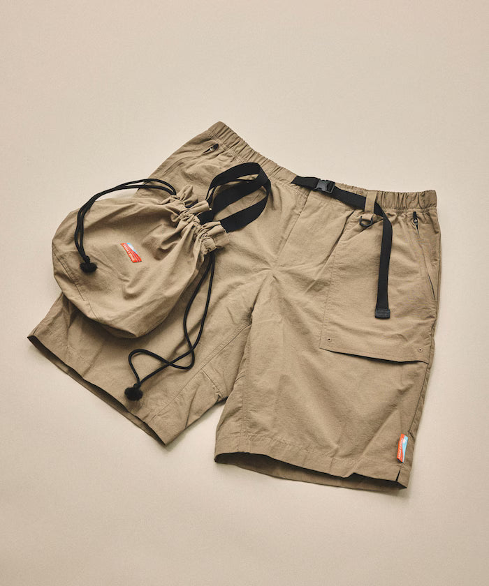Relaxed Fit Recycled Nylon Webbing Belt Shorts