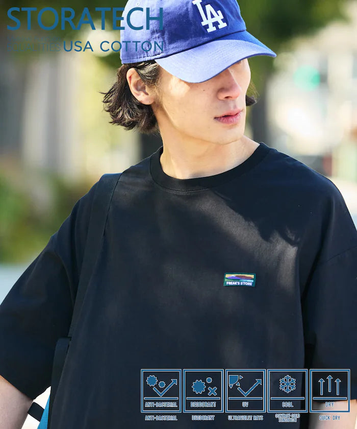 STORATECH/Stratech Big Silhouette One Point Logo T-Shirt/Antibacterial/Odor Resistant/Antimicrobial/UV Cut/Contact Cooling Moisture Wicking 【Limited Release】 - Black