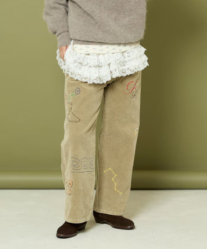 Chain Stitch Corduroy Pants