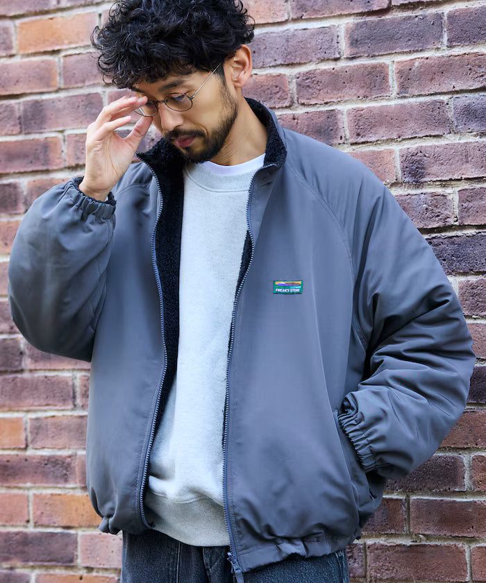 Relaxed Fit Nylon Fleece Reversible Stand Blouson [Limited Edition] - Charcoal Gray