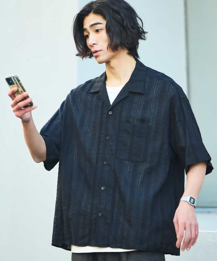 Relaxed Fit Allover Jacquard Open Collar Shirt [Limited Edition]