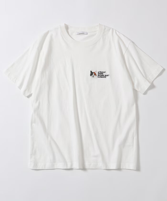Organic Cotton One Point Animal Embroidery T-Shirt
