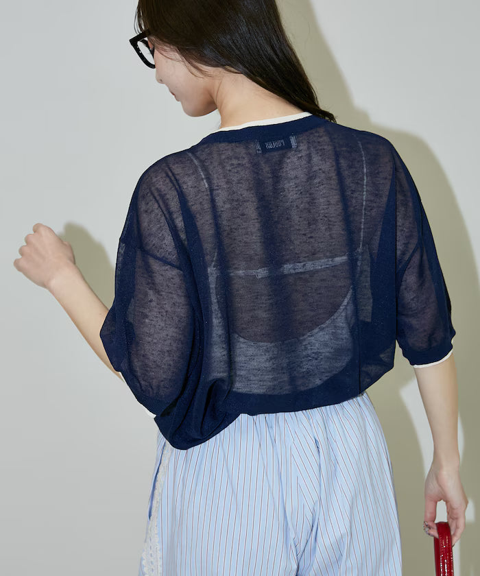 Washable linen color block henley neck knit top limited release