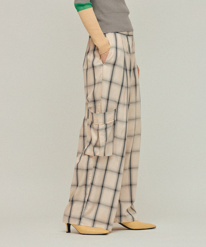 Ombre Check Easy Pants / Patch Pocket Wide Easy Pants