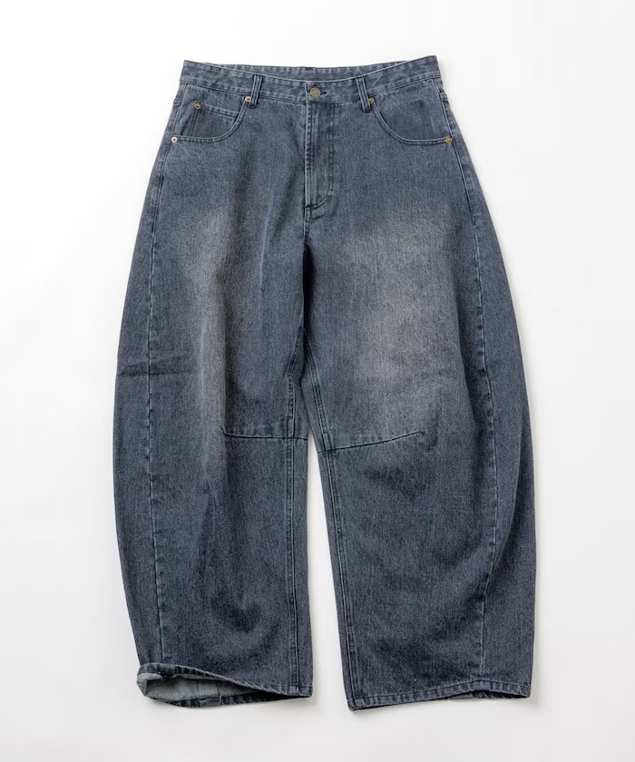 Wide Silhouette Curve Denim Pants One Wash