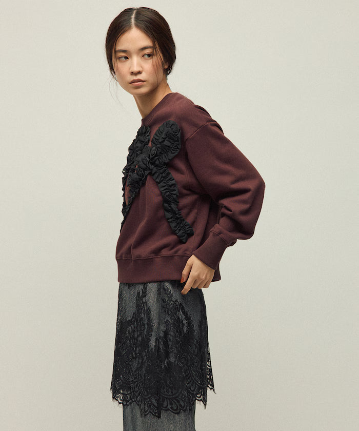 Organic Cotton Gather Ribbon Sweat / Relaxed Fit / French Terry Sweat