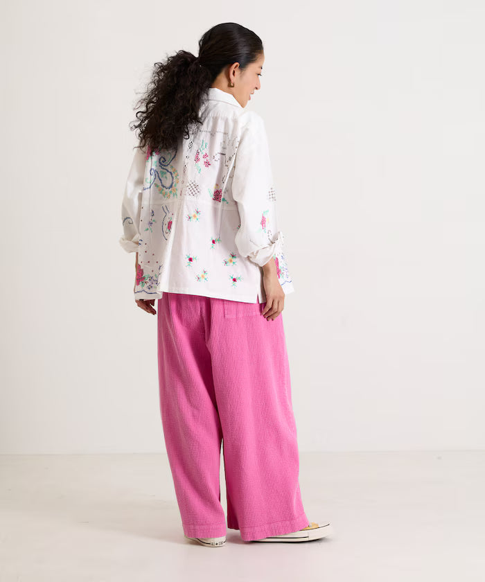 Open Collar Embroidered Shirt Jacket