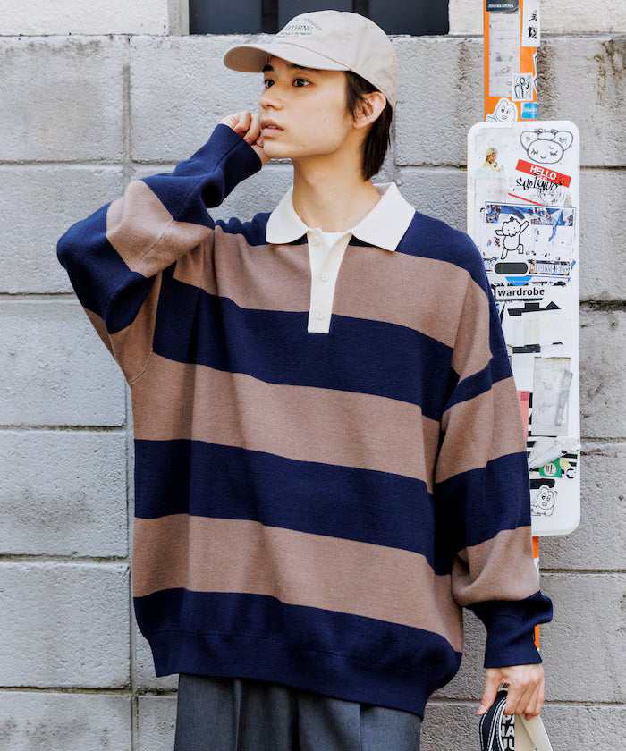 Big Silhouette Border Knit Rugby Shirt [Limited Edition]
