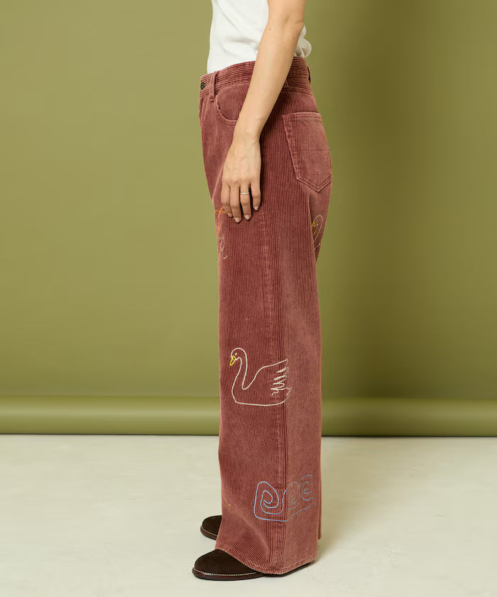 Chain Stitch Corduroy Pants
