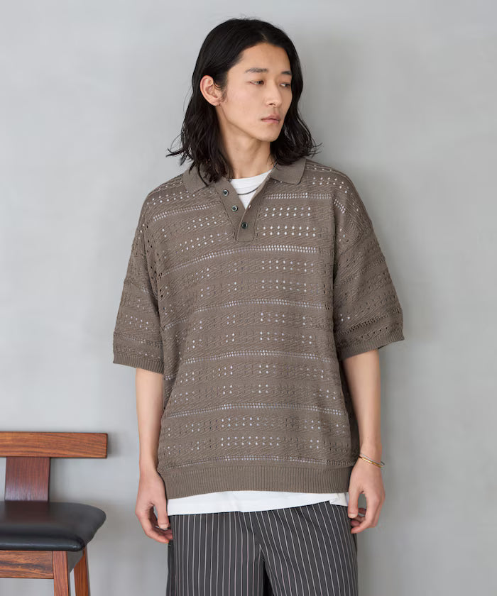 Big Silhouette Short Sleeve Knit Polo Shirt