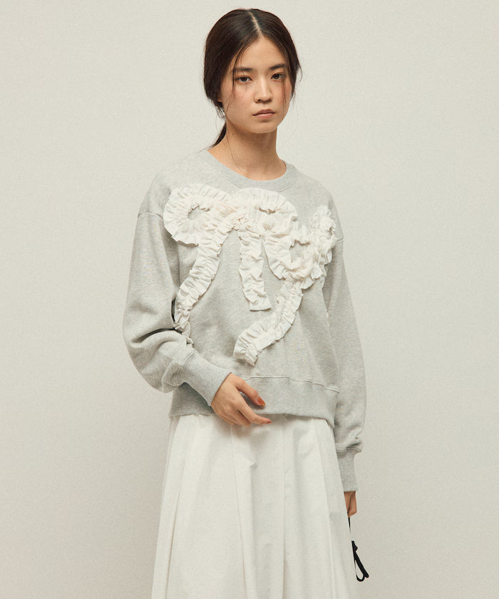 Organic Cotton Gather Ribbon Sweat / Relaxed Fit / French Terry Sweat