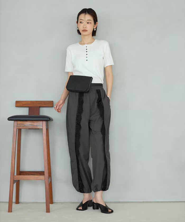 Nylon Lace Easy Wide Pants