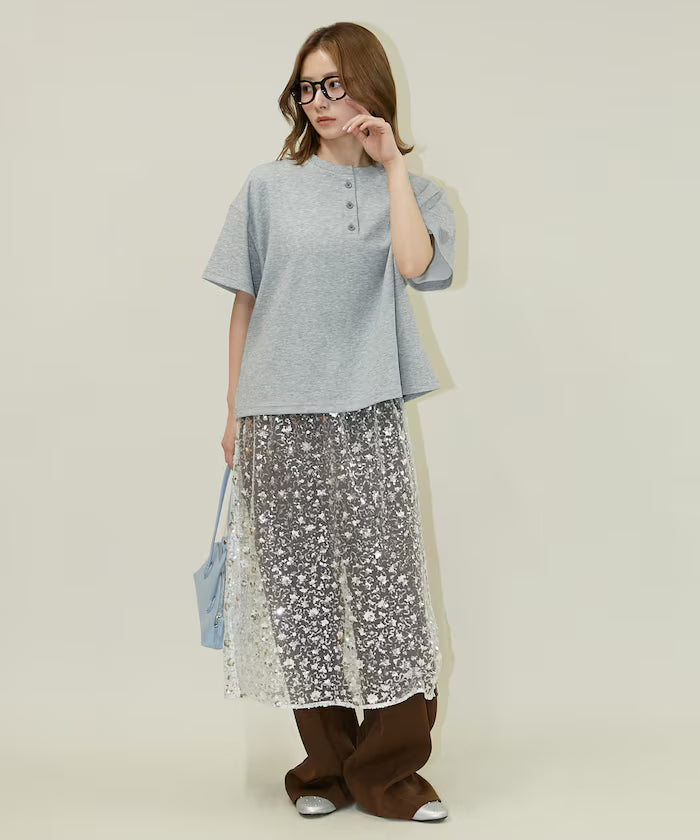 <contact cool> Cool Ponte Henry Neck T-Shirt Limited Release