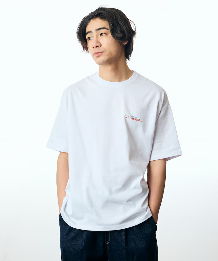 Big Silhouette Back Print Crew Neck T-Shirt / City Burger 【Limited Release】