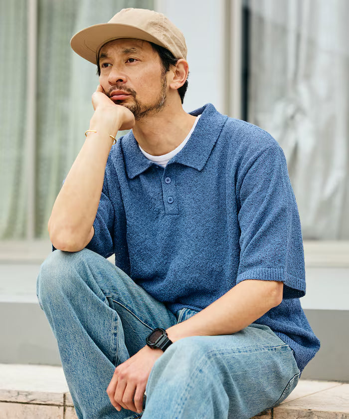 Dry Touch Boucle Yarn Knit Polo Shirt
