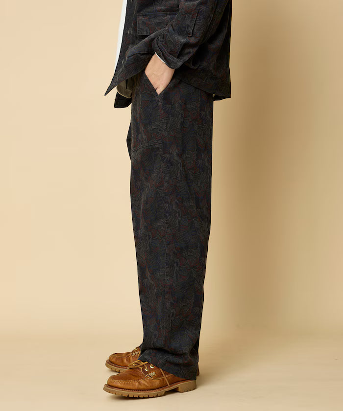 Wide Straight Silhouette All-Over Print Light Corduroy Easy Pants [Compatible with Set Up]