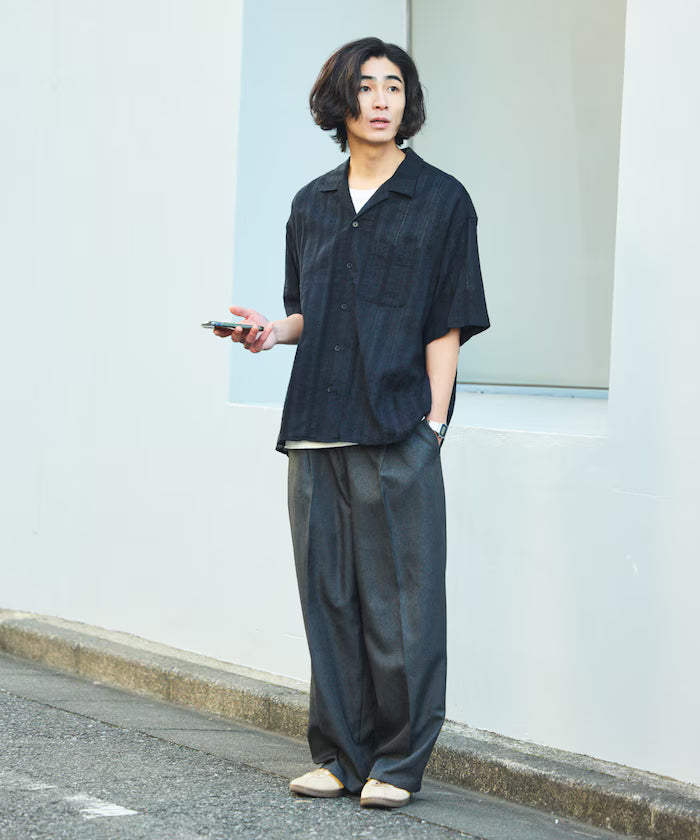 Relaxed Fit Allover Jacquard Open Collar Shirt [Limited Edition]