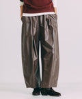 Leatherette Easy Tuck Pants - Brown