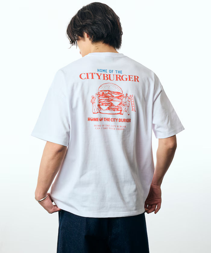 Big Silhouette Back Print Crew Neck T-Shirt / City Burger 【Limited Release】