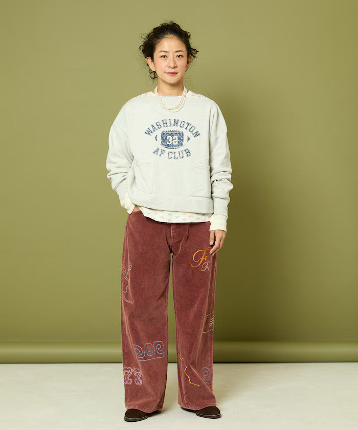 Chain Stitch Corduroy Pants
