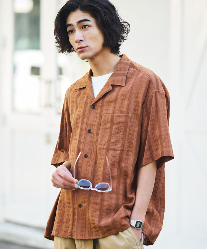 Relaxed Fit Allover Jacquard Open Collar Shirt [Limited Edition]