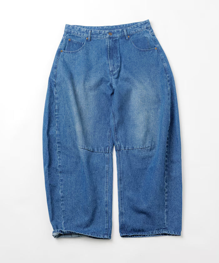 Wide Silhouette Curve Denim Pants One Wash