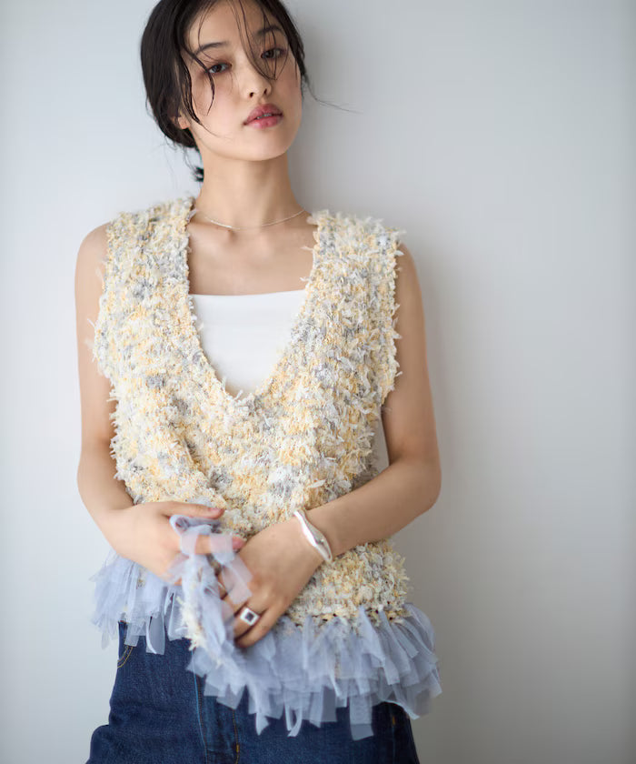 2WAY Fringe Hem Knit Vest