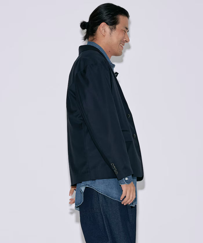 Sleeve-Contrast Tailored Jacket / Relaxed Fit