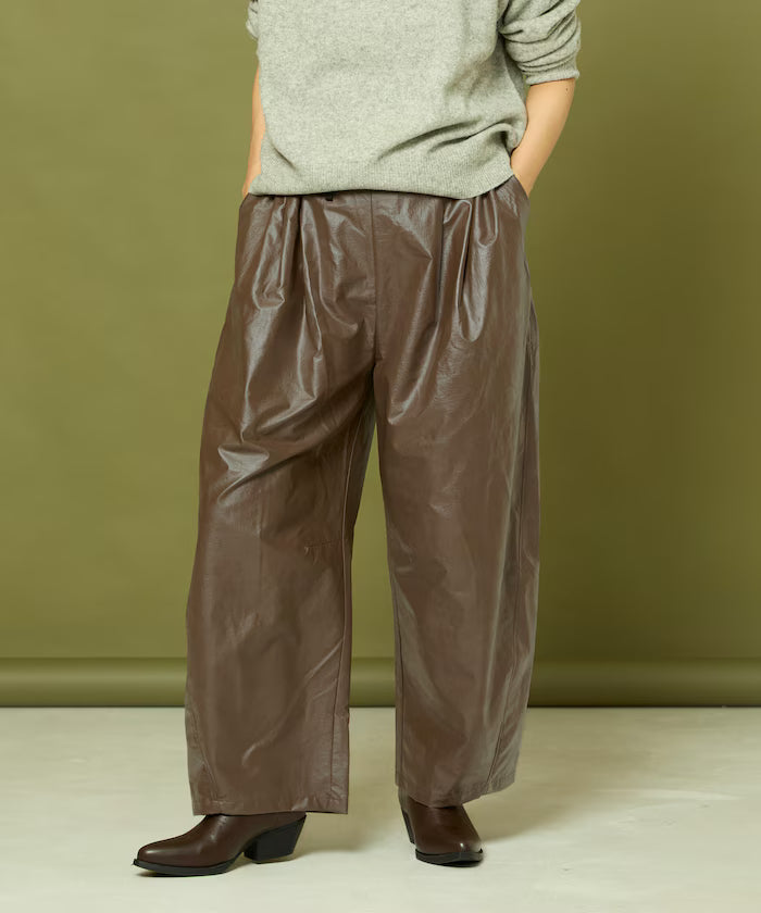 Leatherette Easy Tuck Pants