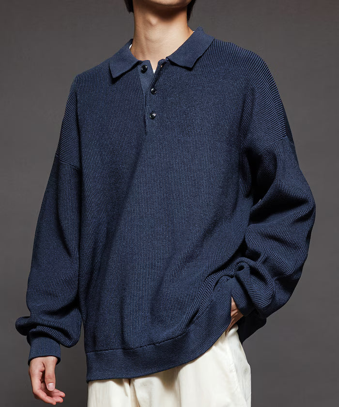 Relaxed Fit Cable Knit Polo Color Knit [Limited Release]