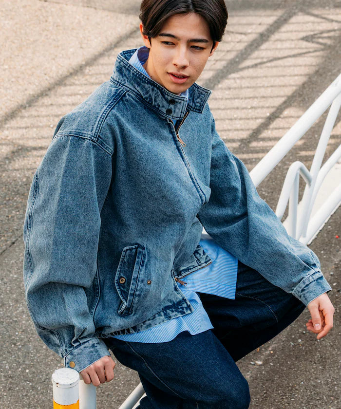 Relaxed Fit Harrington Denim Jacket