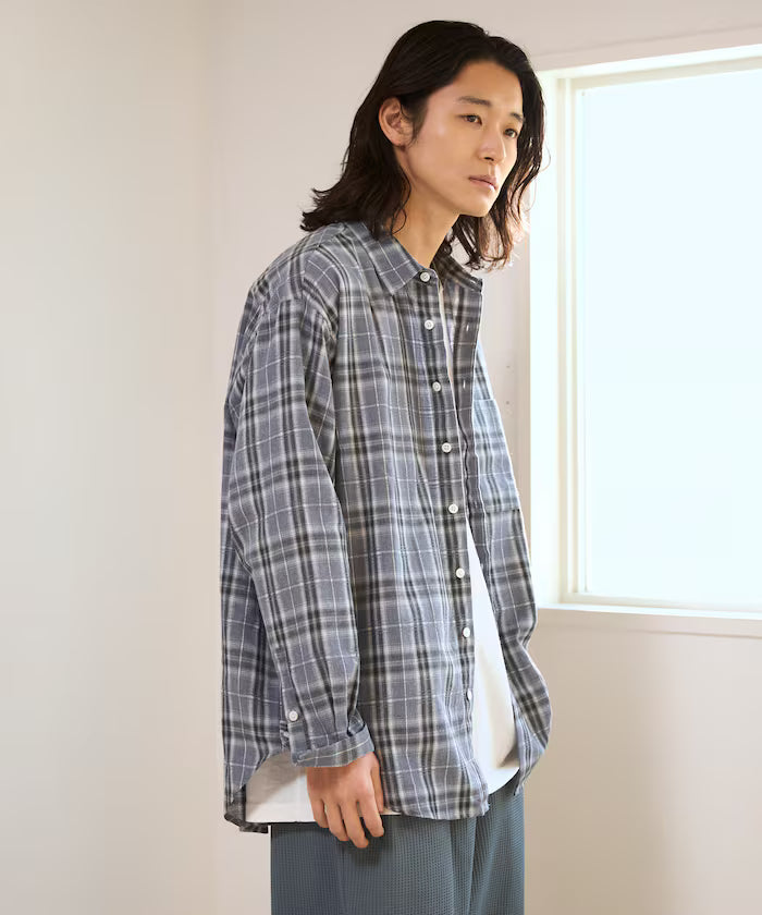 Big Silhouette Ombre Check Shirt / Long Sleeve
