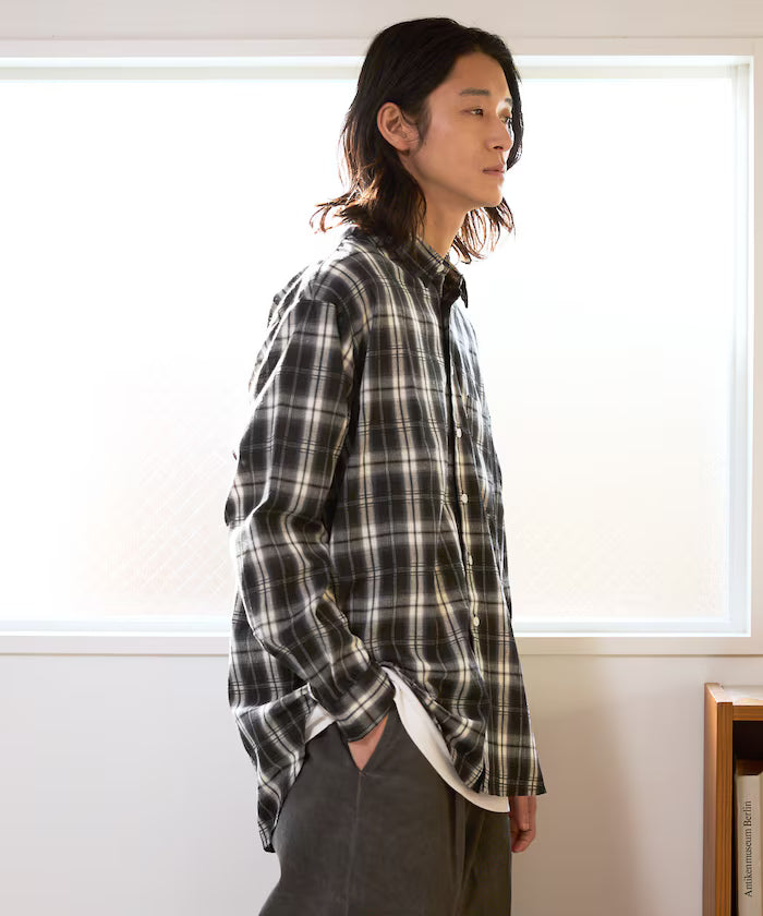 Big Silhouette Ombre Check Shirt / Long Sleeve
