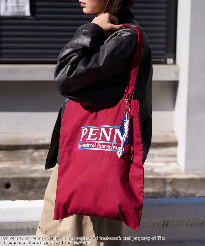 College Logo Tote Bag with Key Charm/A4 Size Tote Bag