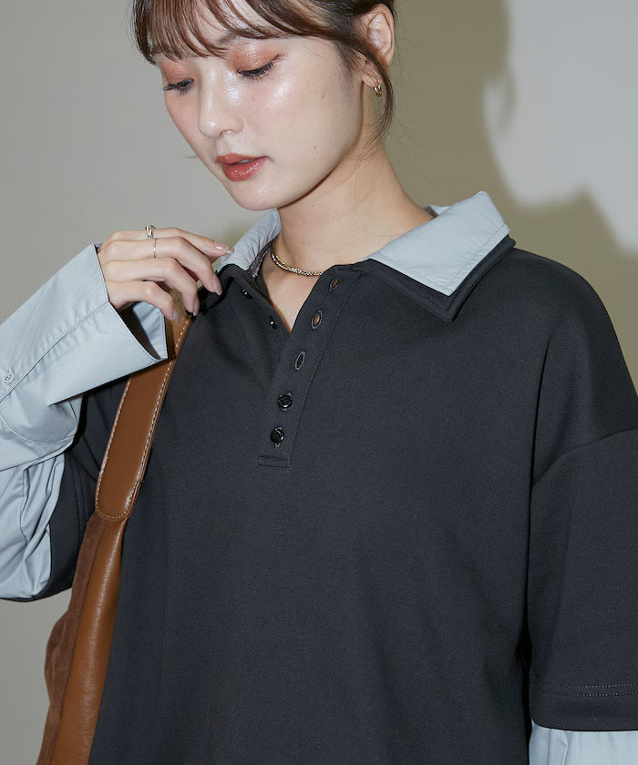 Shirt Layered Polo Top Limited Edition - Dark Gray