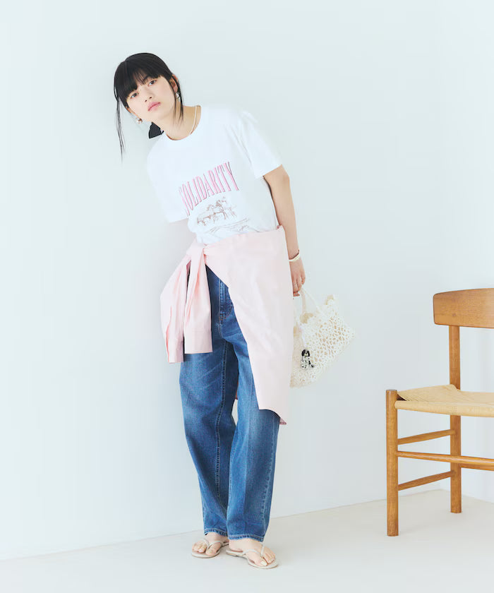 Comfortable Logo Horse Print Crew Neck T-Shirt