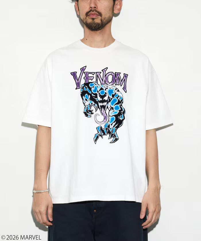 MARVEL/Venom Crew Neck T-Shirt / Static Electric Flock Processing