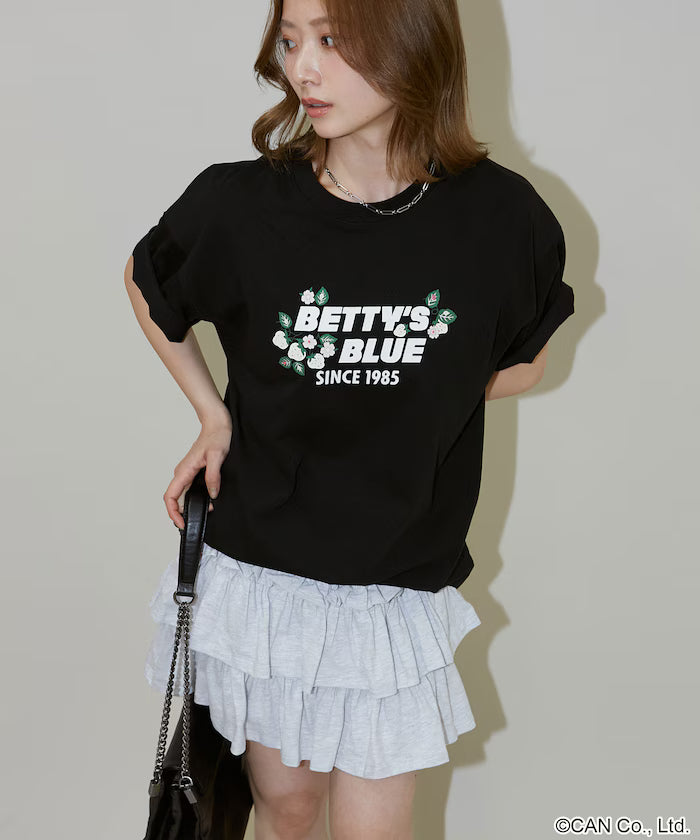 BETTY'S BLUE Flock Logo T-Shirt Limited Edition - Black