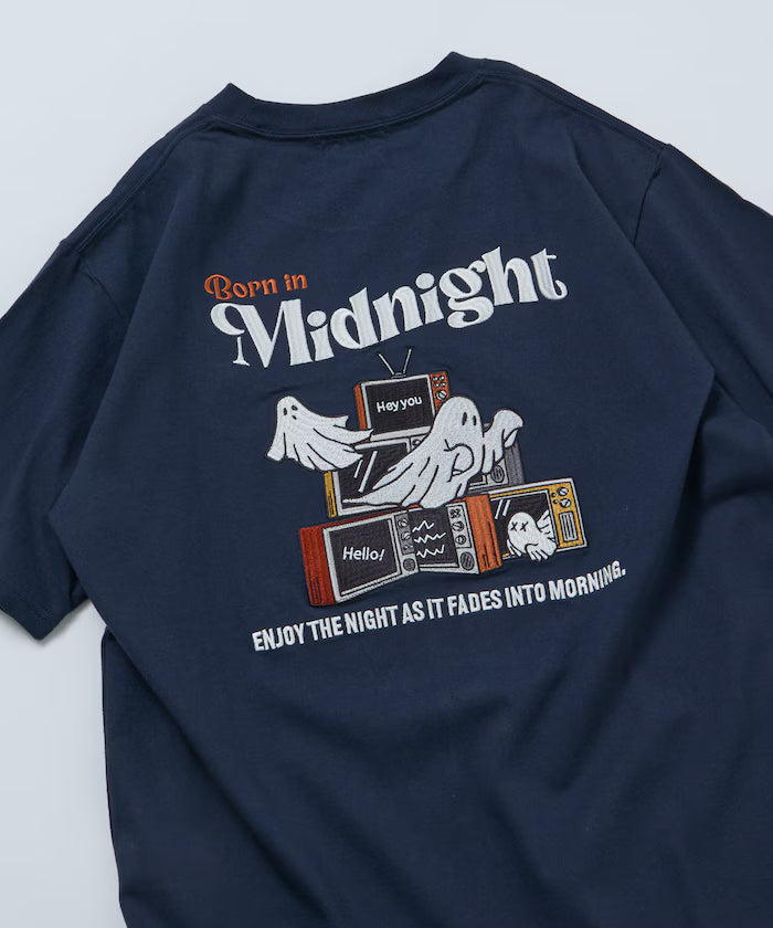 Relaxed Fit Back Embroidery Design Crew Neck T-Shirt / Midnight [Limited Edition] - Navy