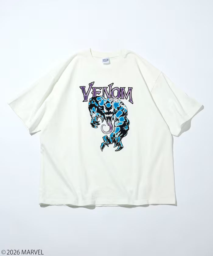MARVEL/Venom Crew Neck T-Shirt / Static Electric Flock Processing