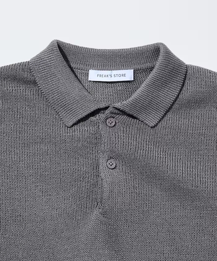 Sheer Knit Polo Shirt & Cotton T-Shirt Layered Set