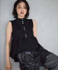 Japan-made Whole Garment Peplum Vest - Black