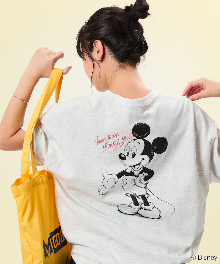 Limited Edition DISNEY Exclusive Mickey Mouse Back Print Crew Neck T-Shirt - Gray