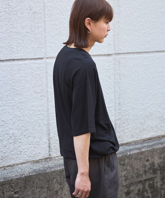 Functional Material Poncho Adjuster T-Shirt / Short Sleeve T-Shirt with Drawcord / Contact Cooling / UV Cut / Quick Dry