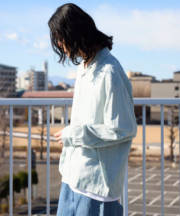 Dobby Woven Long Sleeve Open Collar Shirt / Big Silhouette