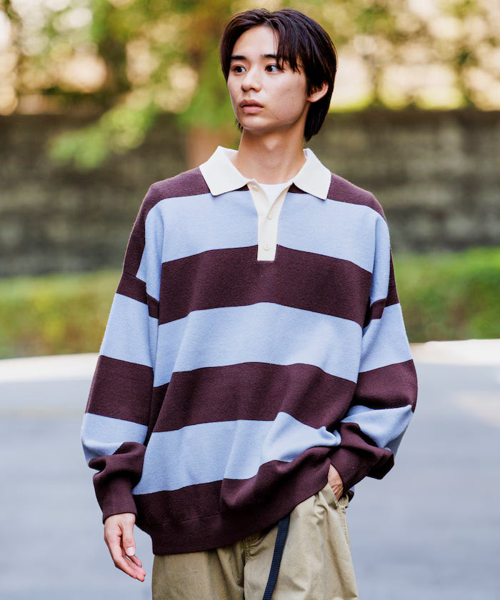 Big Silhouette Border Knit Rugby Shirt [Limited Edition]